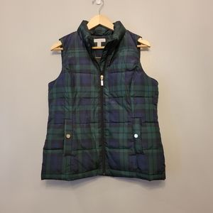 Charter Club Plaid Puffer Vest, Size Medium